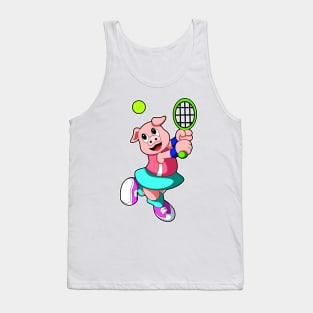Pig at Tennis with Tennis racket & Skirt Tank Top